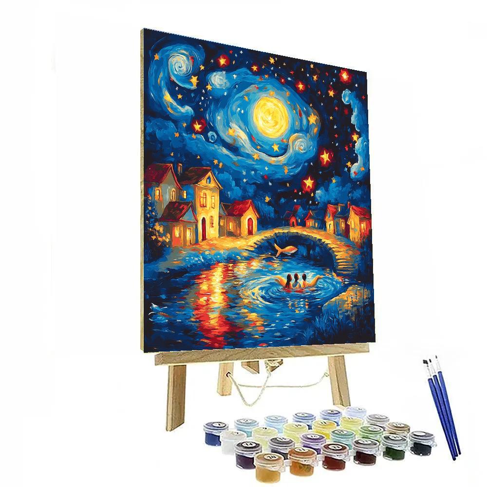 Marc Chagall Inspired Starry Night Lovers paint by color