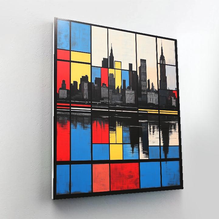 Piet Mondrian Inspired Geometric Cityscape Number painting
