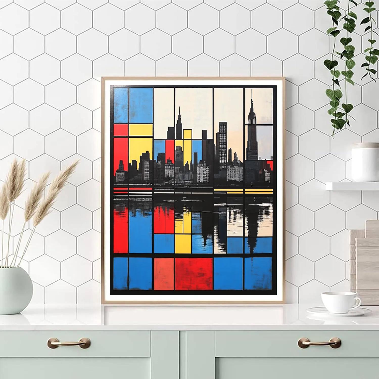 Piet Mondrian Inspired Geometric Cityscape Number painting