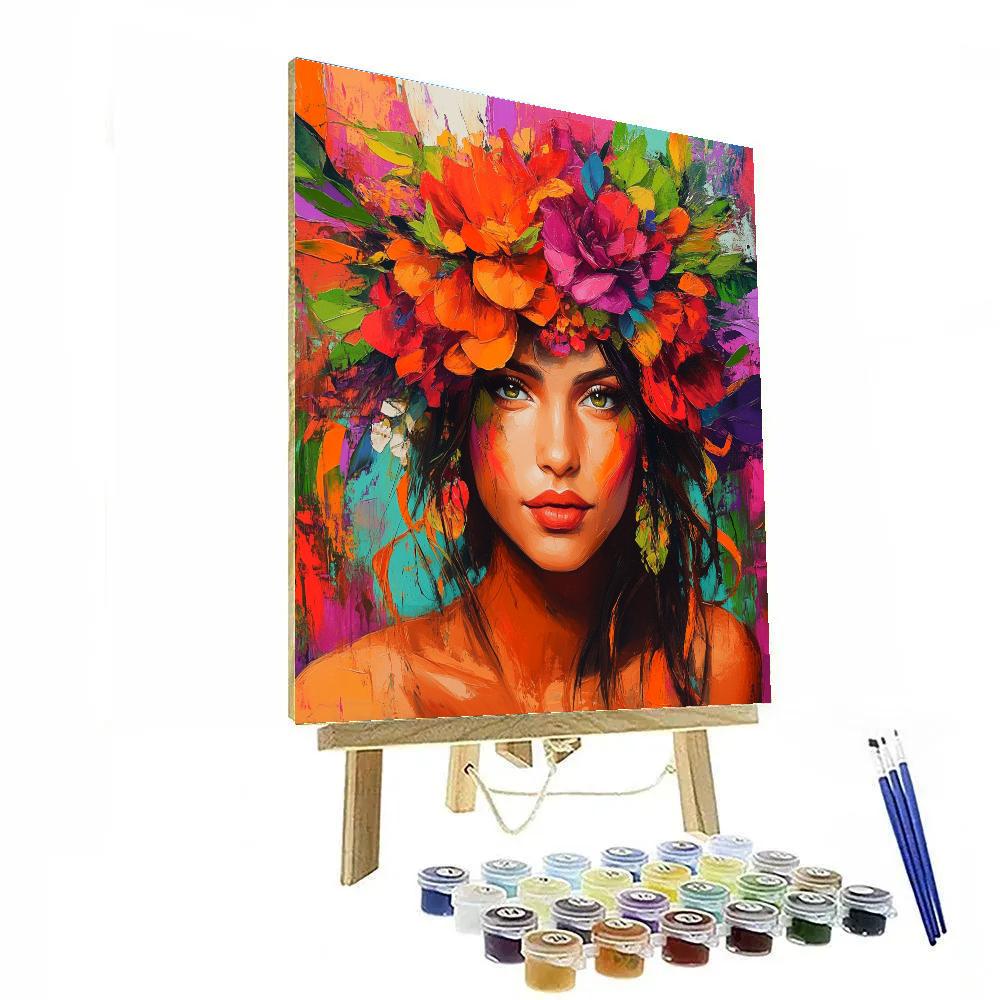 Frida Kahlo Inspired Bold Floral Headpiece paint by numbers