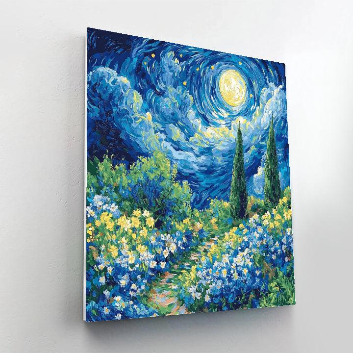 Van Gogh Inspired Starry Night Garden Number painting