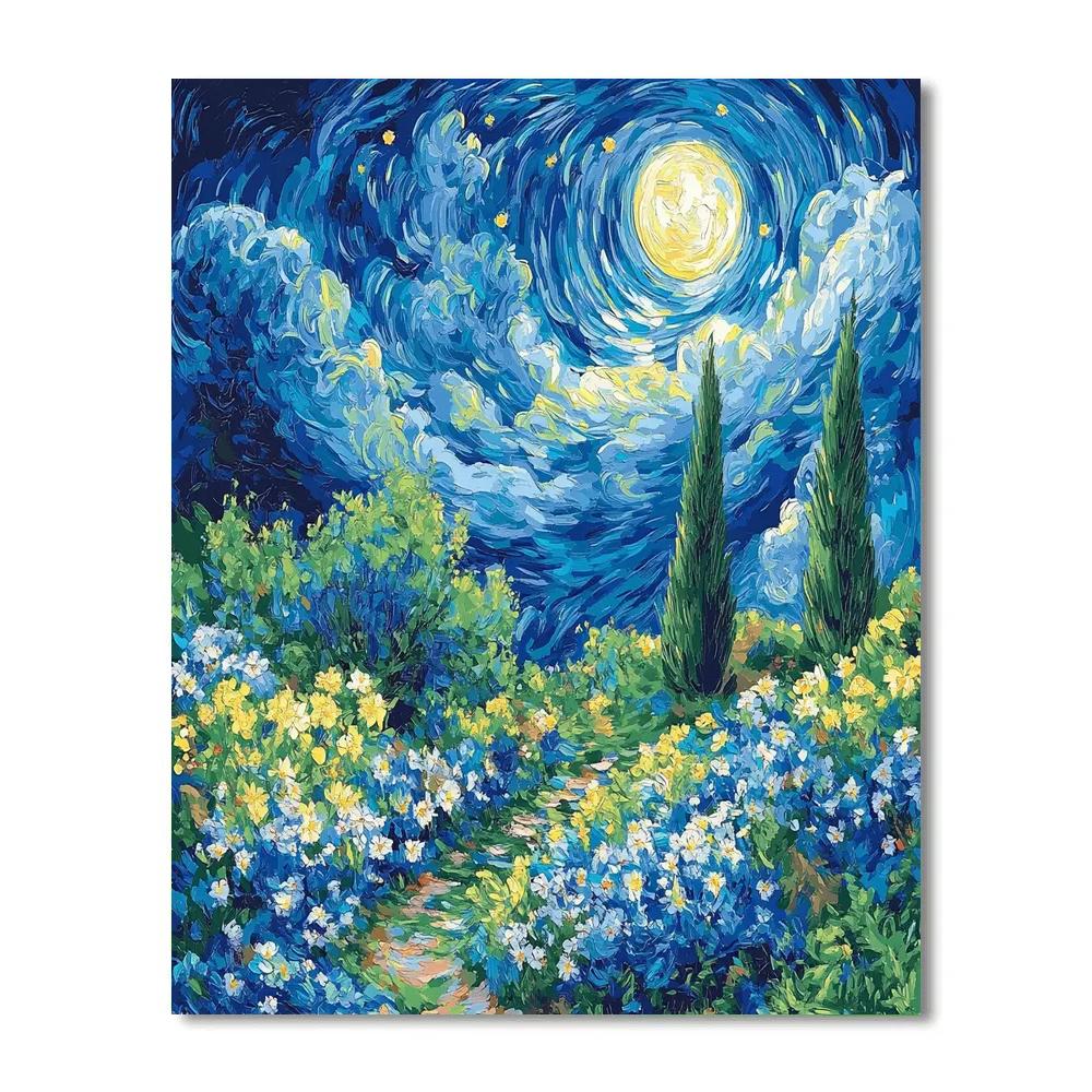 Van Gogh Inspired Starry Night Garden Number painting