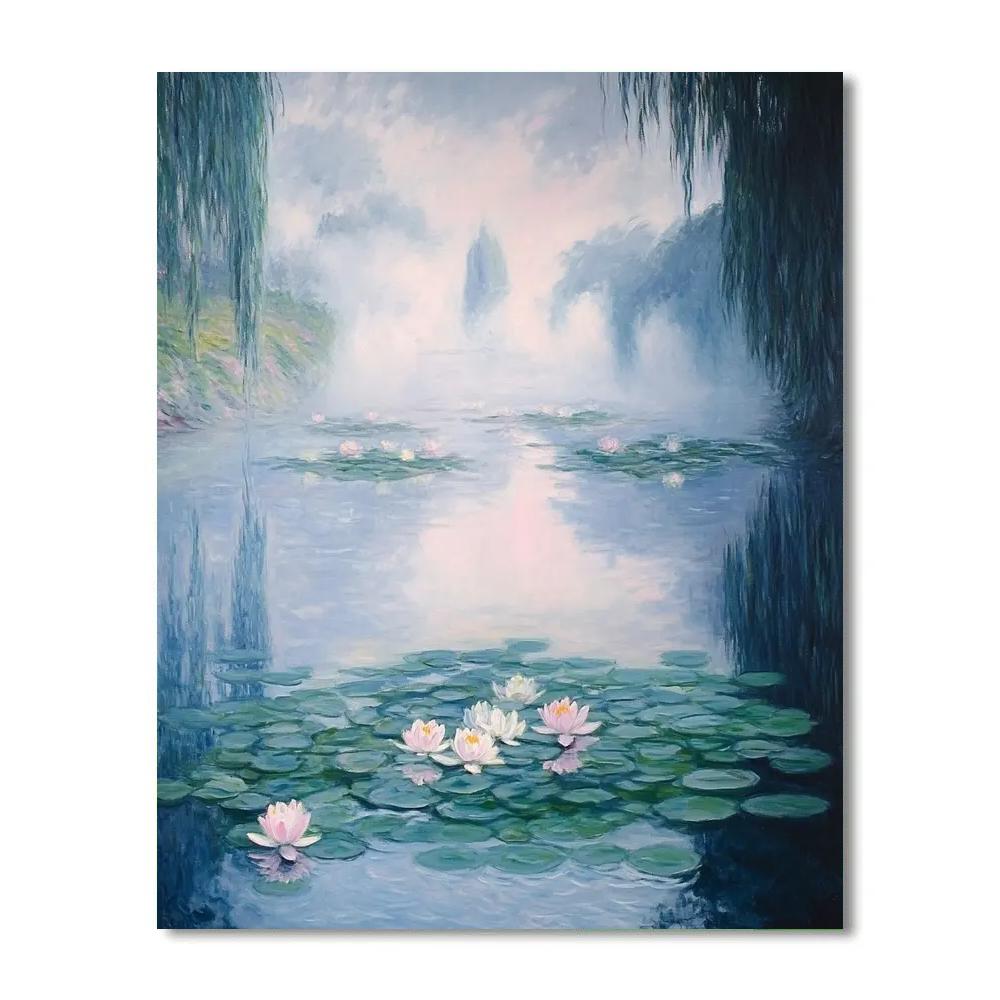 Monet Inspired Misty Morning Pond paint by number