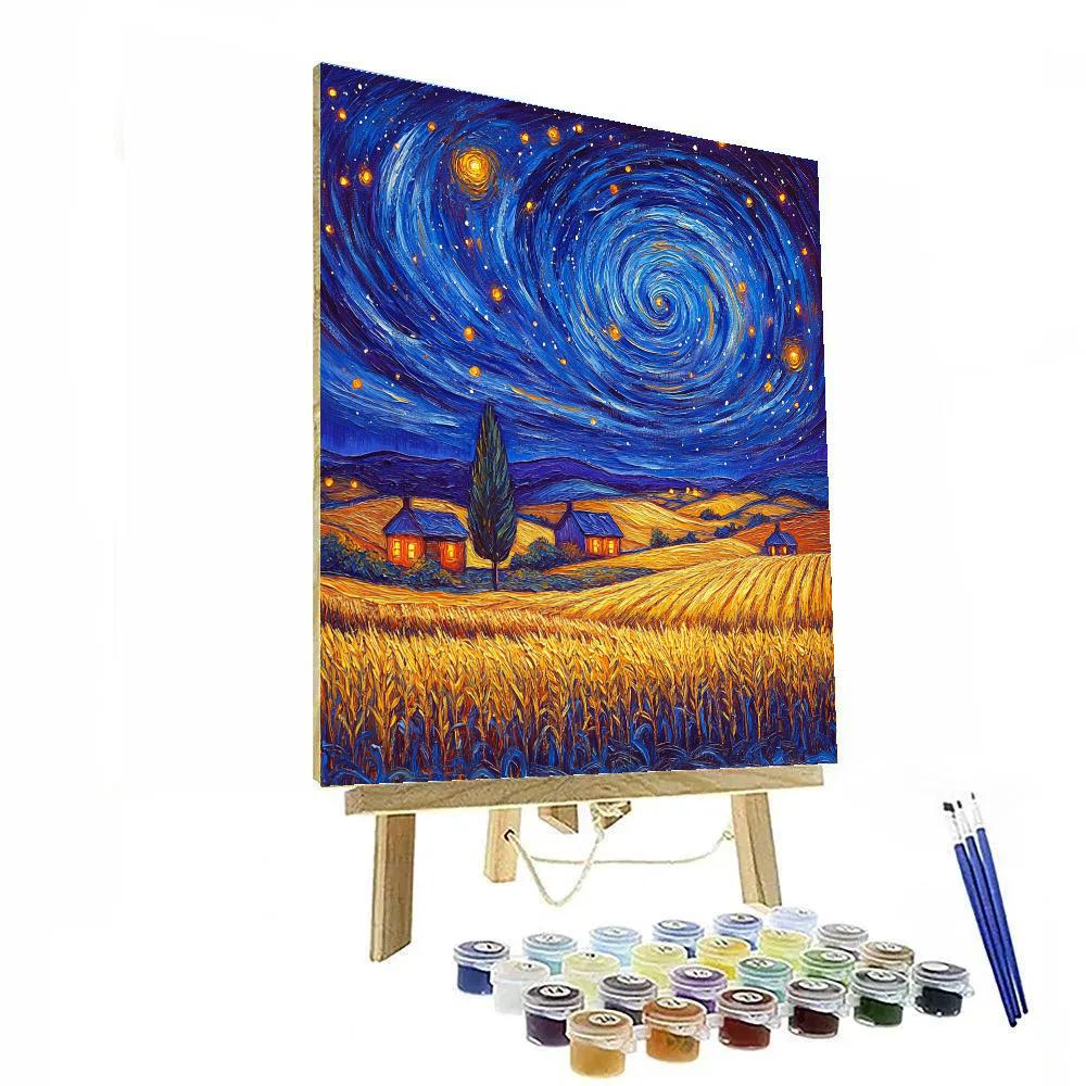 Van Gogh Inspired Meteor Shower Over Wheat Fields painting number kit
