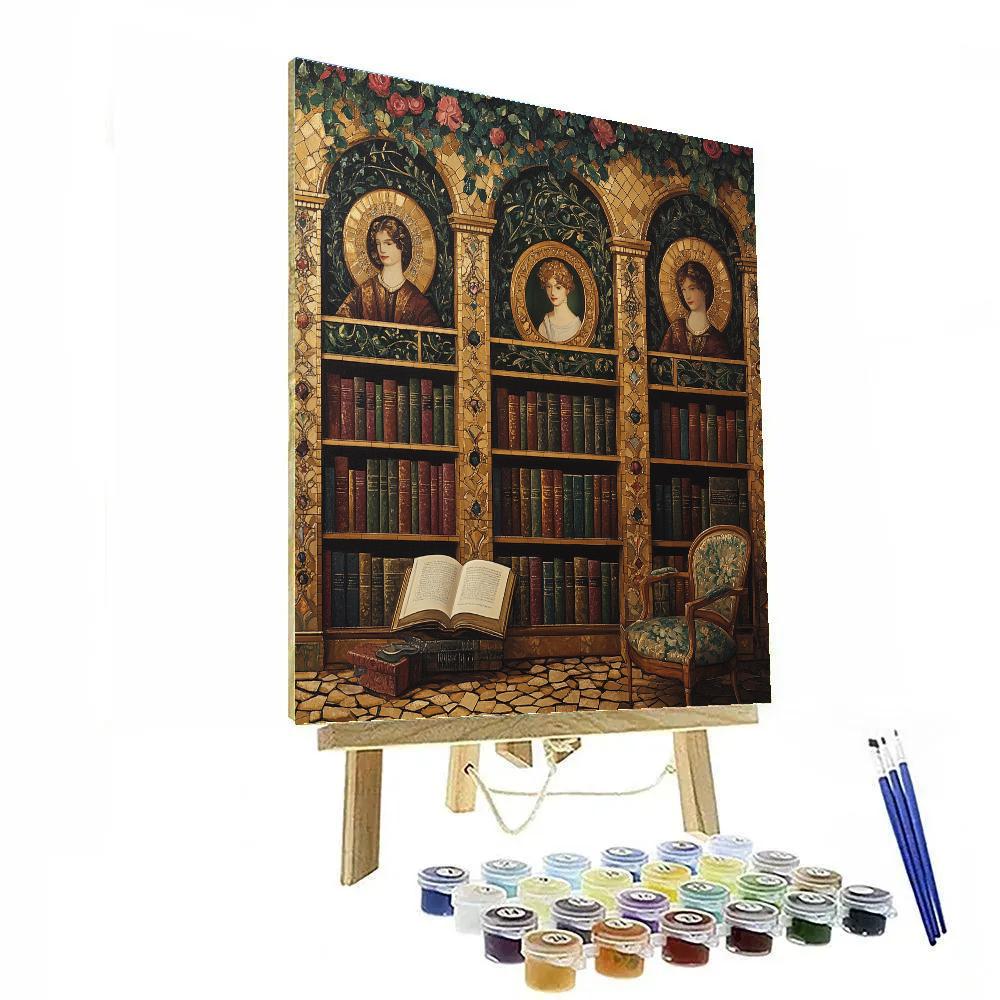 Gustav Klimt Inspired Golden Library Of Memories paint by number