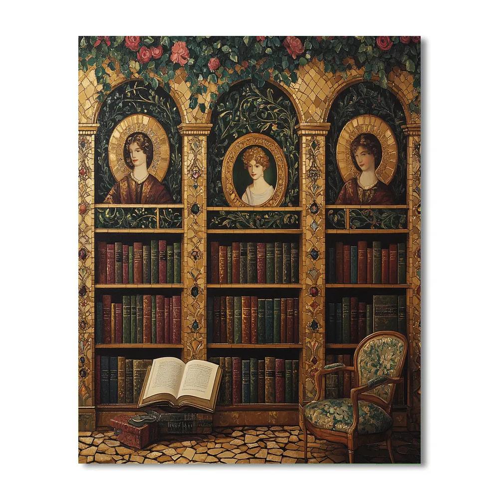 Gustav Klimt Inspired Golden Library Of Memories paint by number