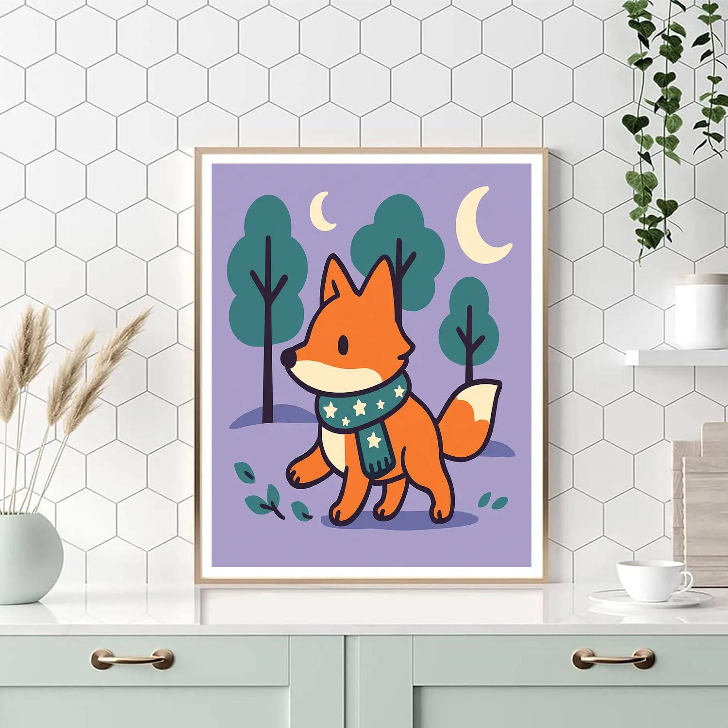 Cosmic Forest Fox DIY paint by numbers