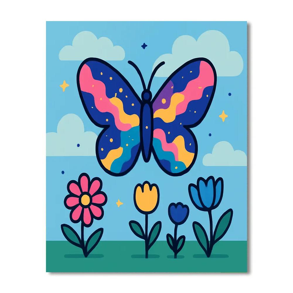 Nebula Butterfly Meadow paint by number