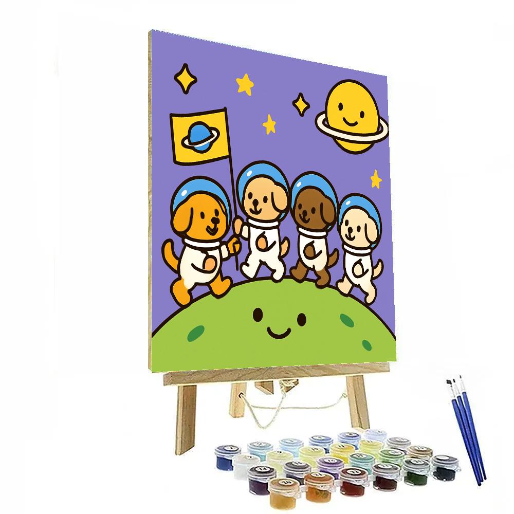 Astronaut Puppy Parade DIY paint by numbers