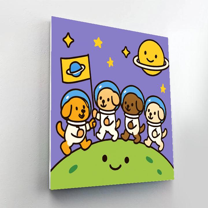 Astronaut Puppy Parade DIY paint by numbers