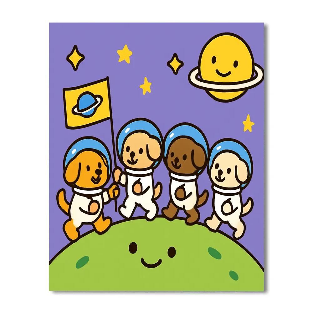 Astronaut Puppy Parade DIY paint by numbers