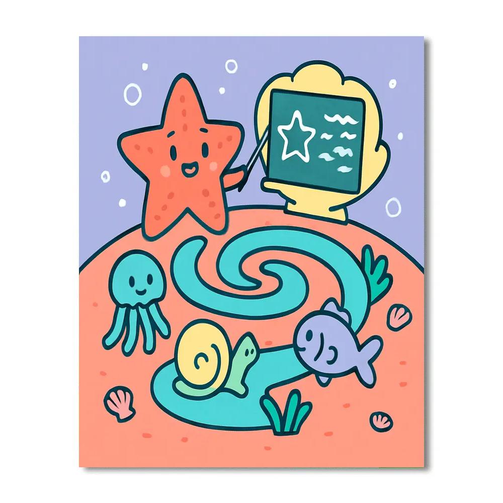 Underwater Starfish School paint by numbers
