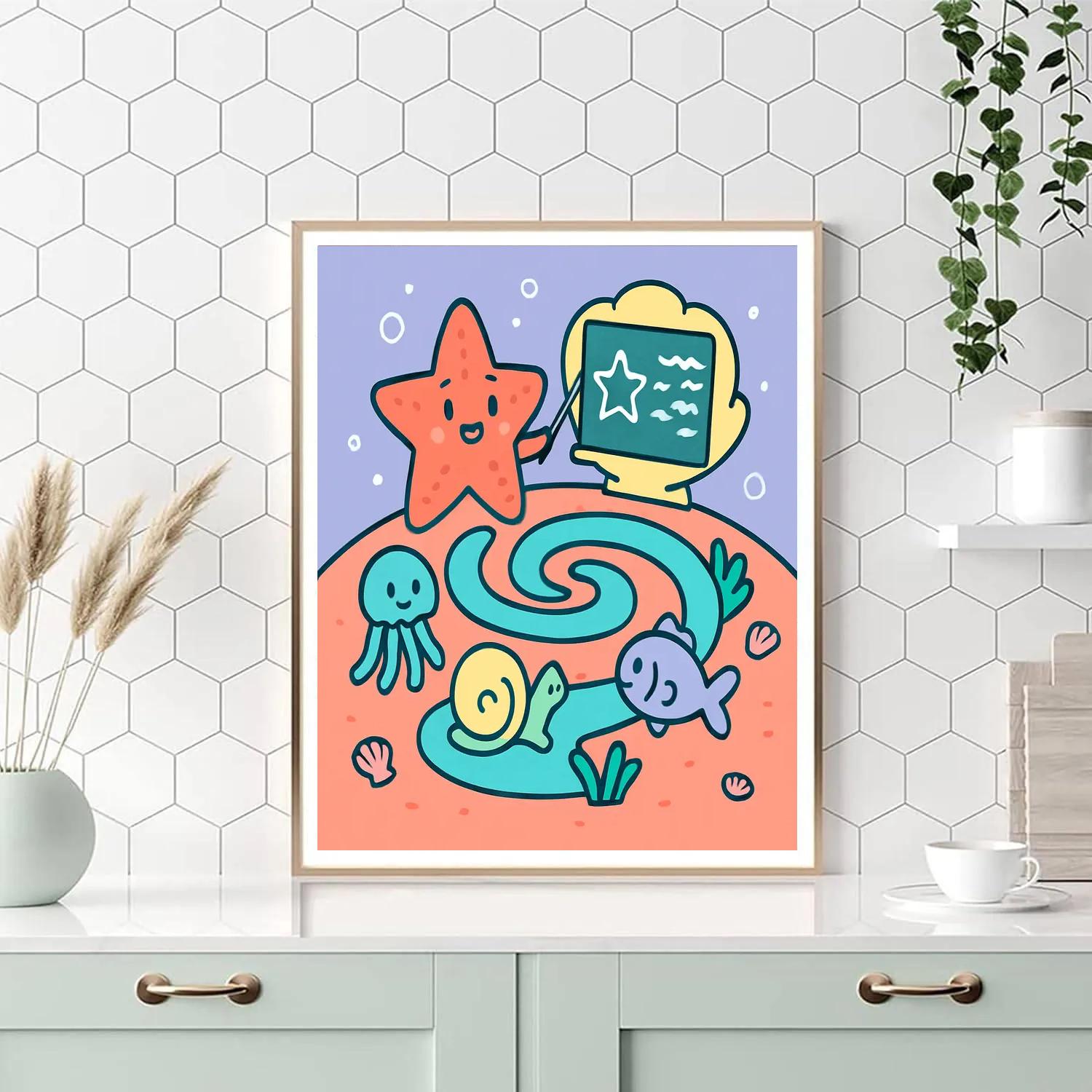 Underwater Starfish School paint by numbers