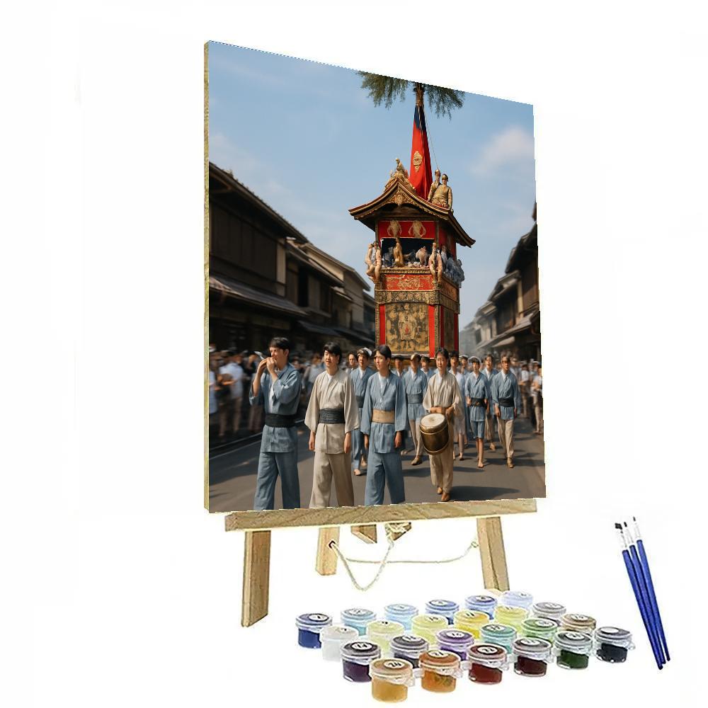 Gion Matsuri Procession In Kyoto Number painting