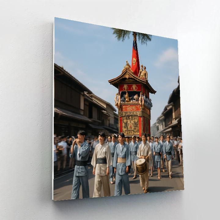 Gion Matsuri Procession In Kyoto Number painting