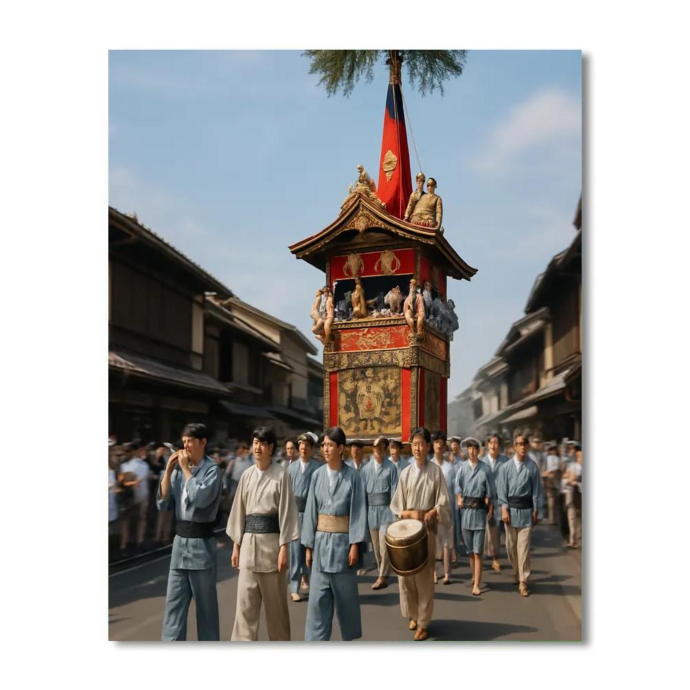 Gion Matsuri Procession In Kyoto Number painting