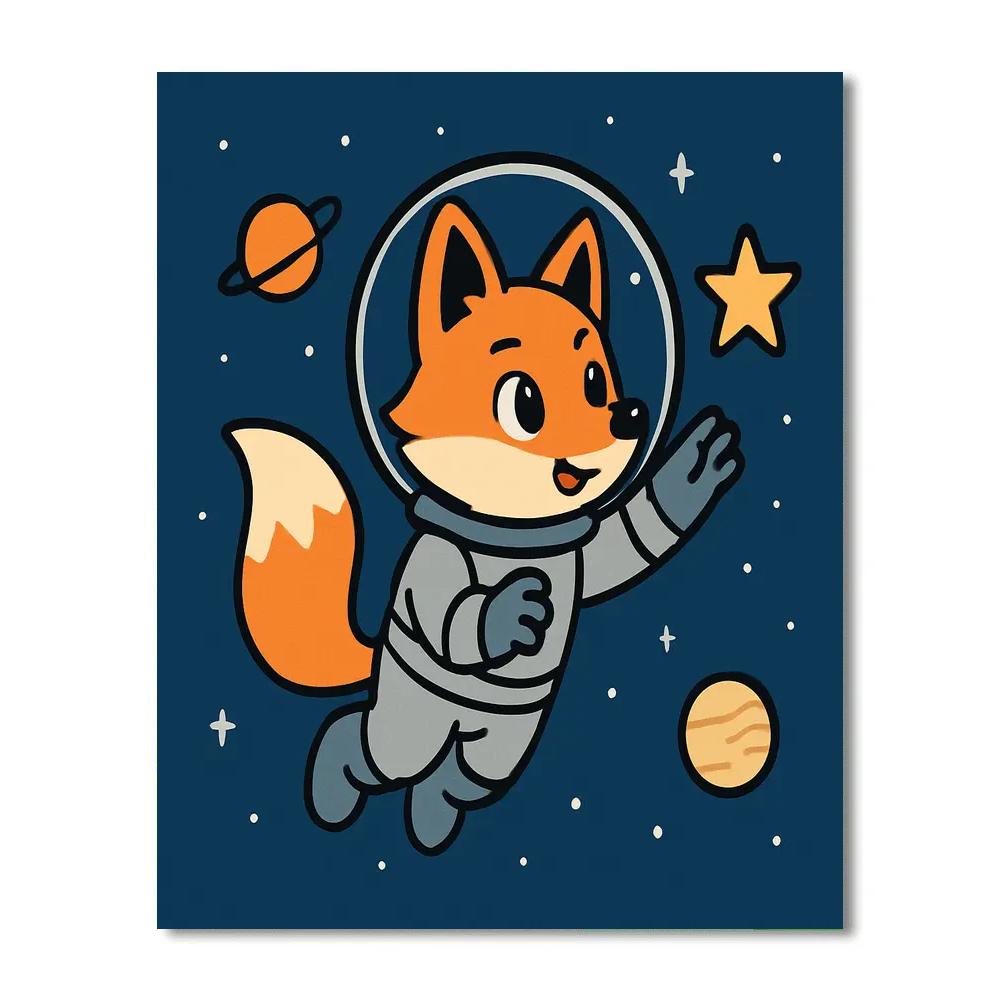 The Curious Space Fox painting number kit