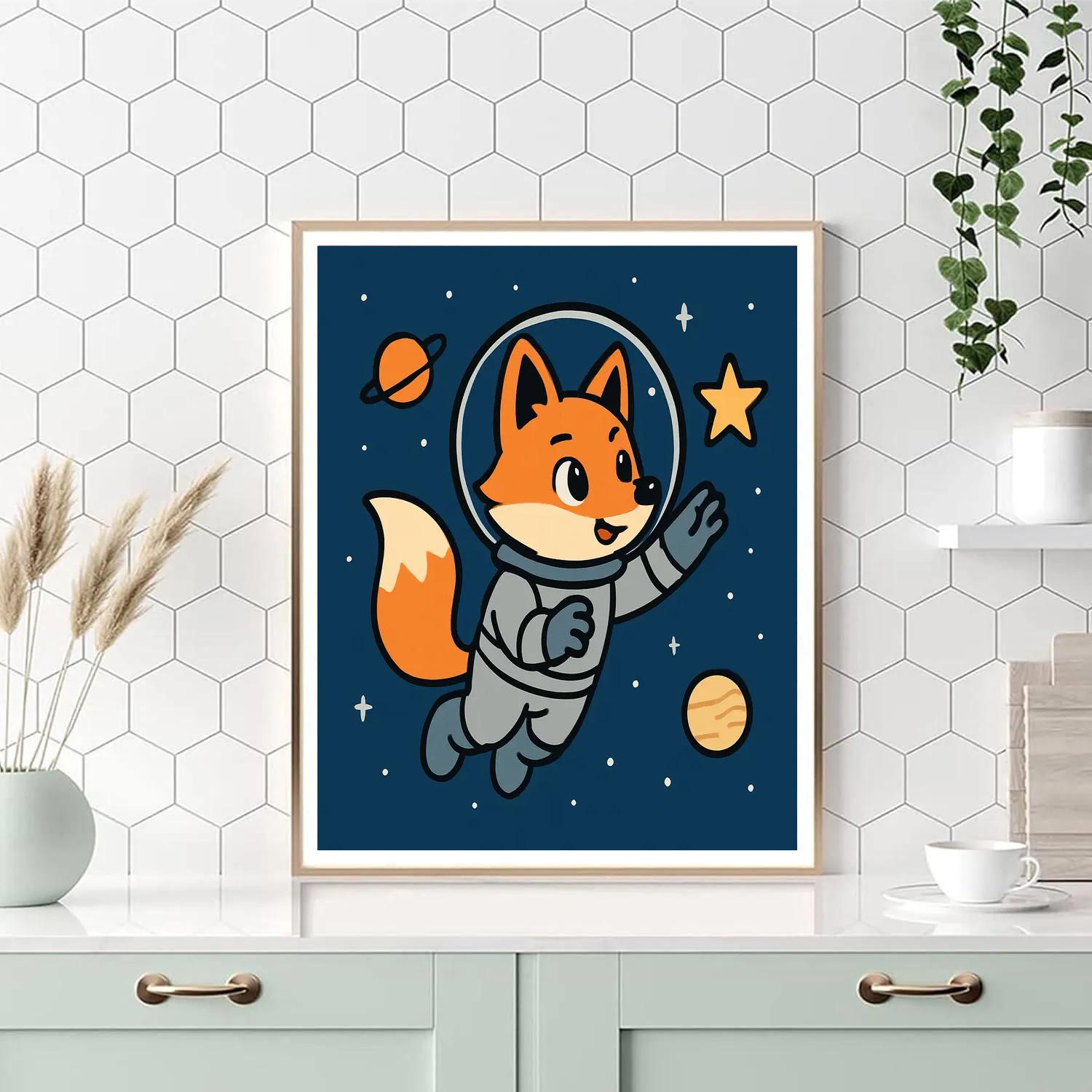 The Curious Space Fox painting number kit