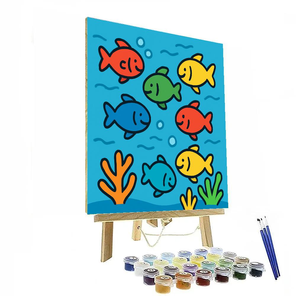 Rainbow Fish School Adventure paint by numbers