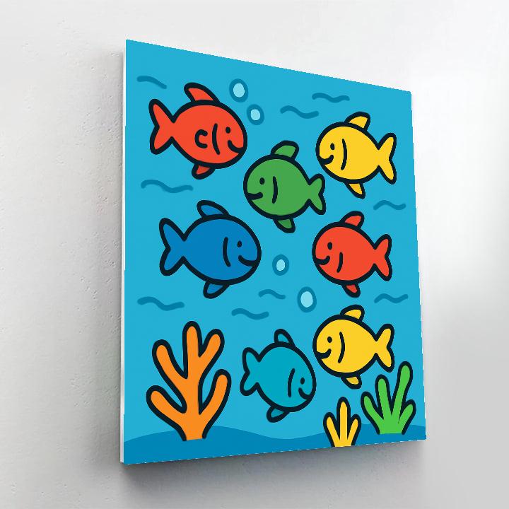 Rainbow Fish School Adventure paint by numbers