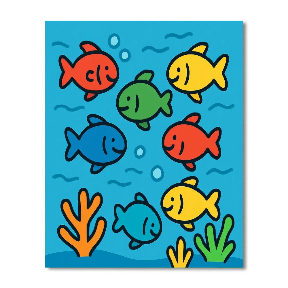 Rainbow Fish School Adventure paint by numbers