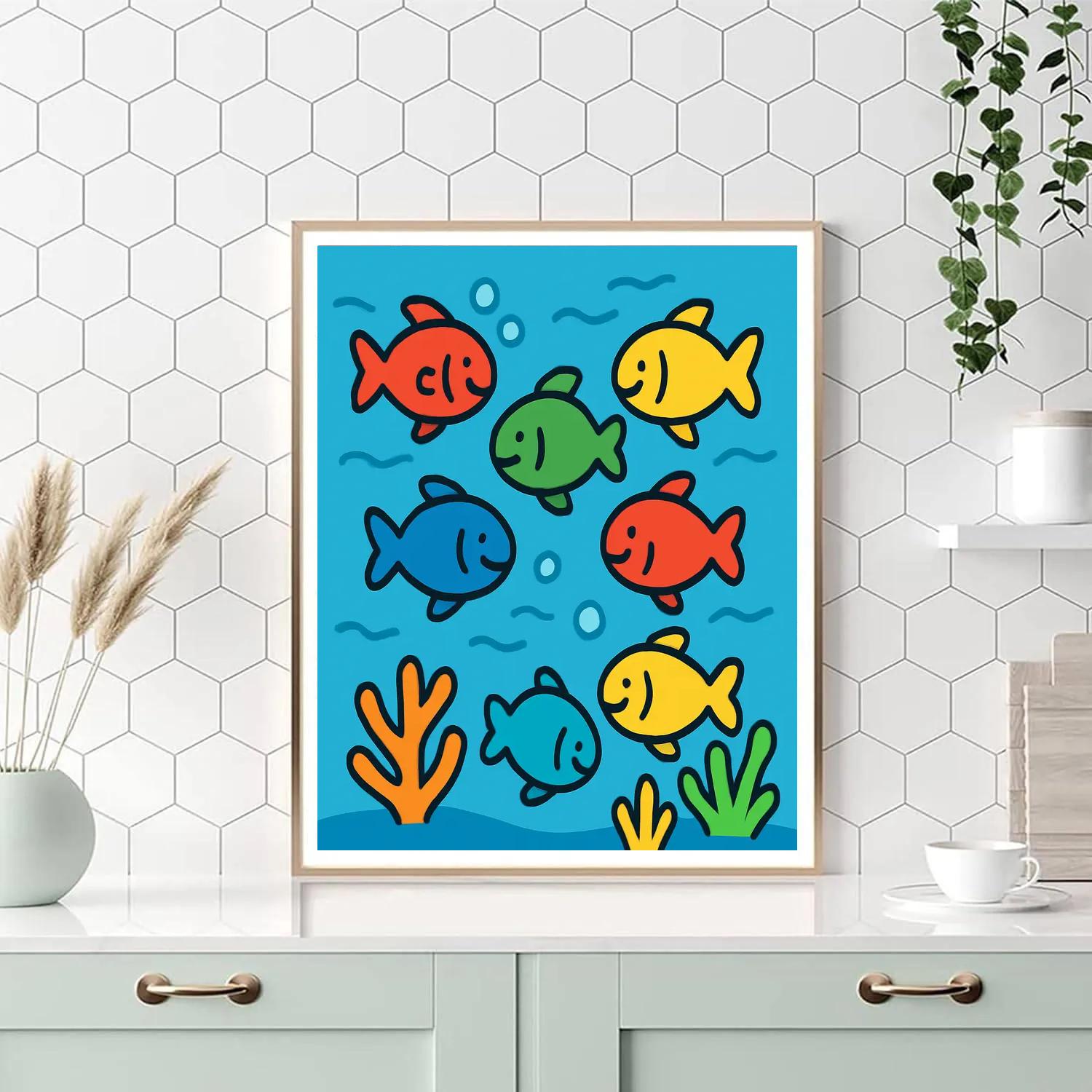 Rainbow Fish School Adventure paint by numbers