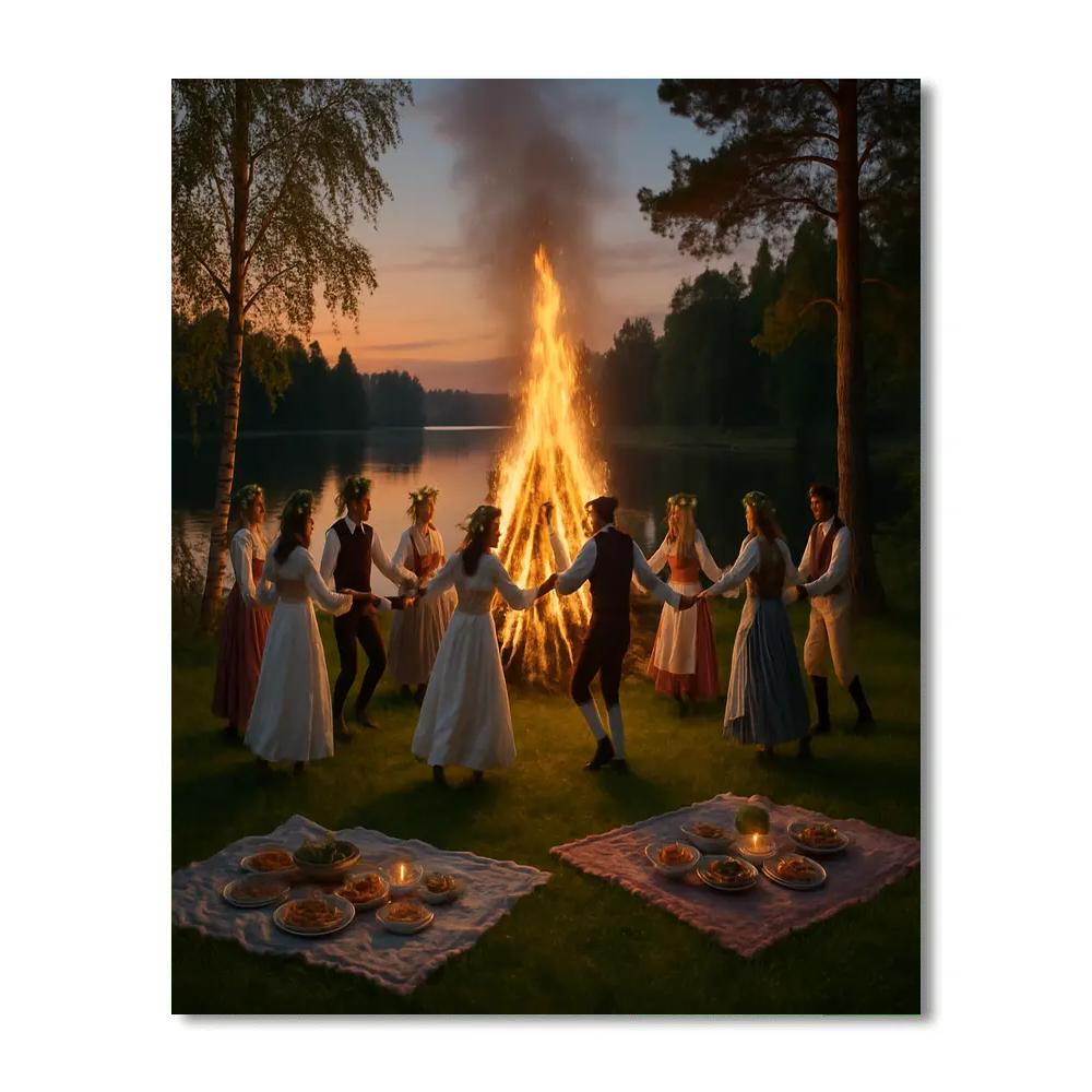 Midsummer Bonfire In Sweden Paint by numbers kits