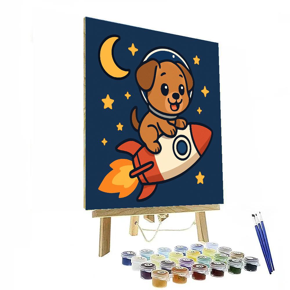 Rocket-Riding Puppy DIY paint by numbers