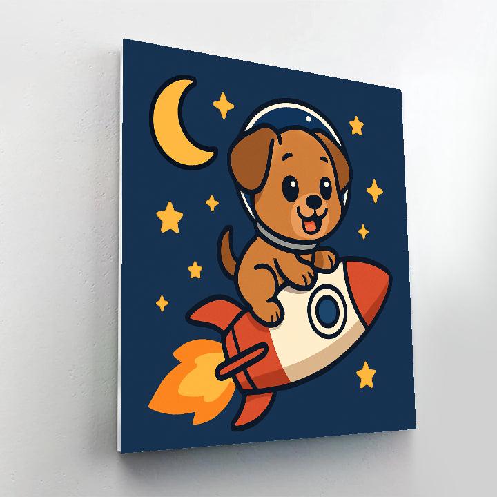 Rocket-Riding Puppy DIY paint by numbers
