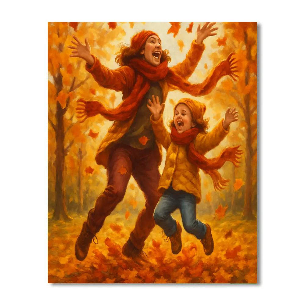 Autumn Leaf Toss Number painting