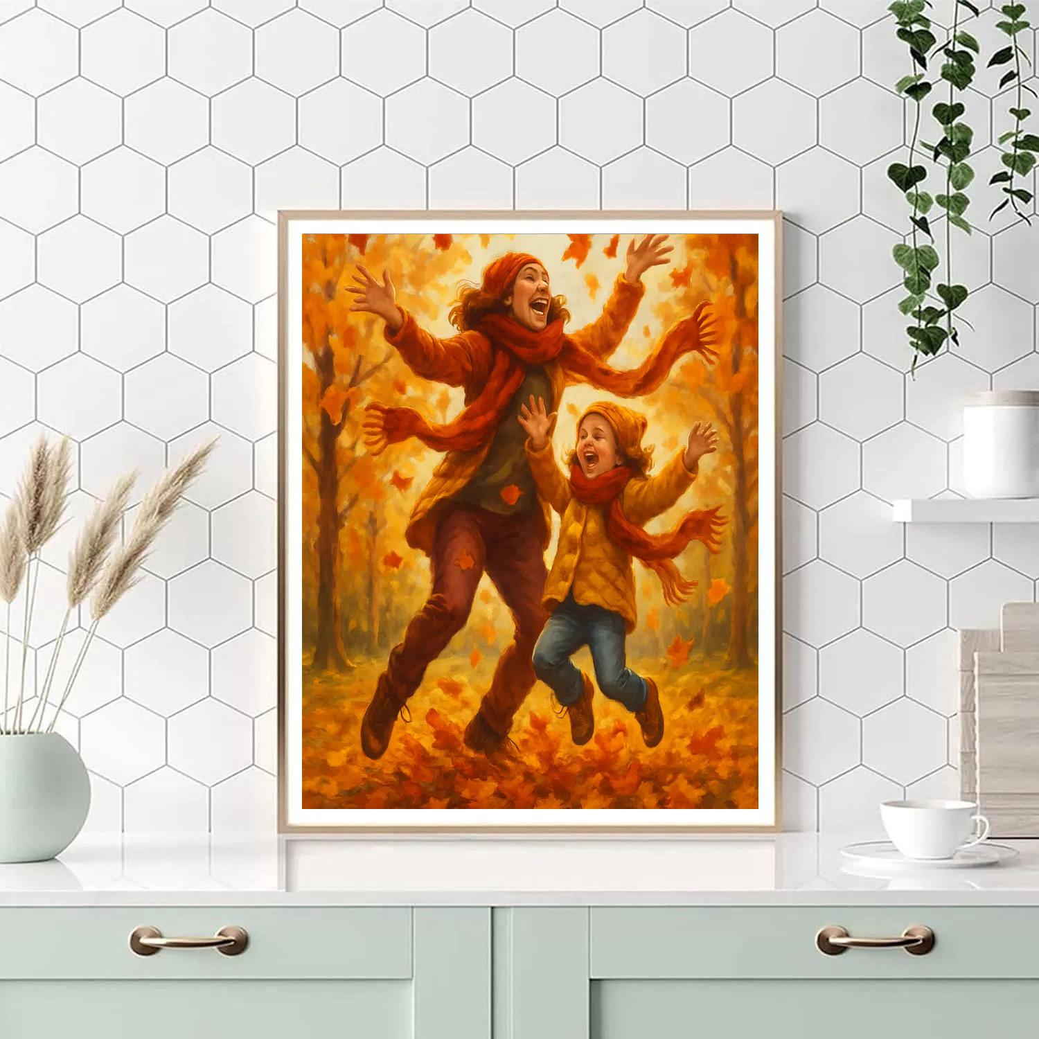 Autumn Leaf Toss Number painting