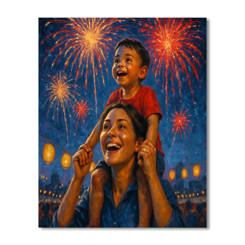 Festival Fireworks Embrace Paint by numbers art