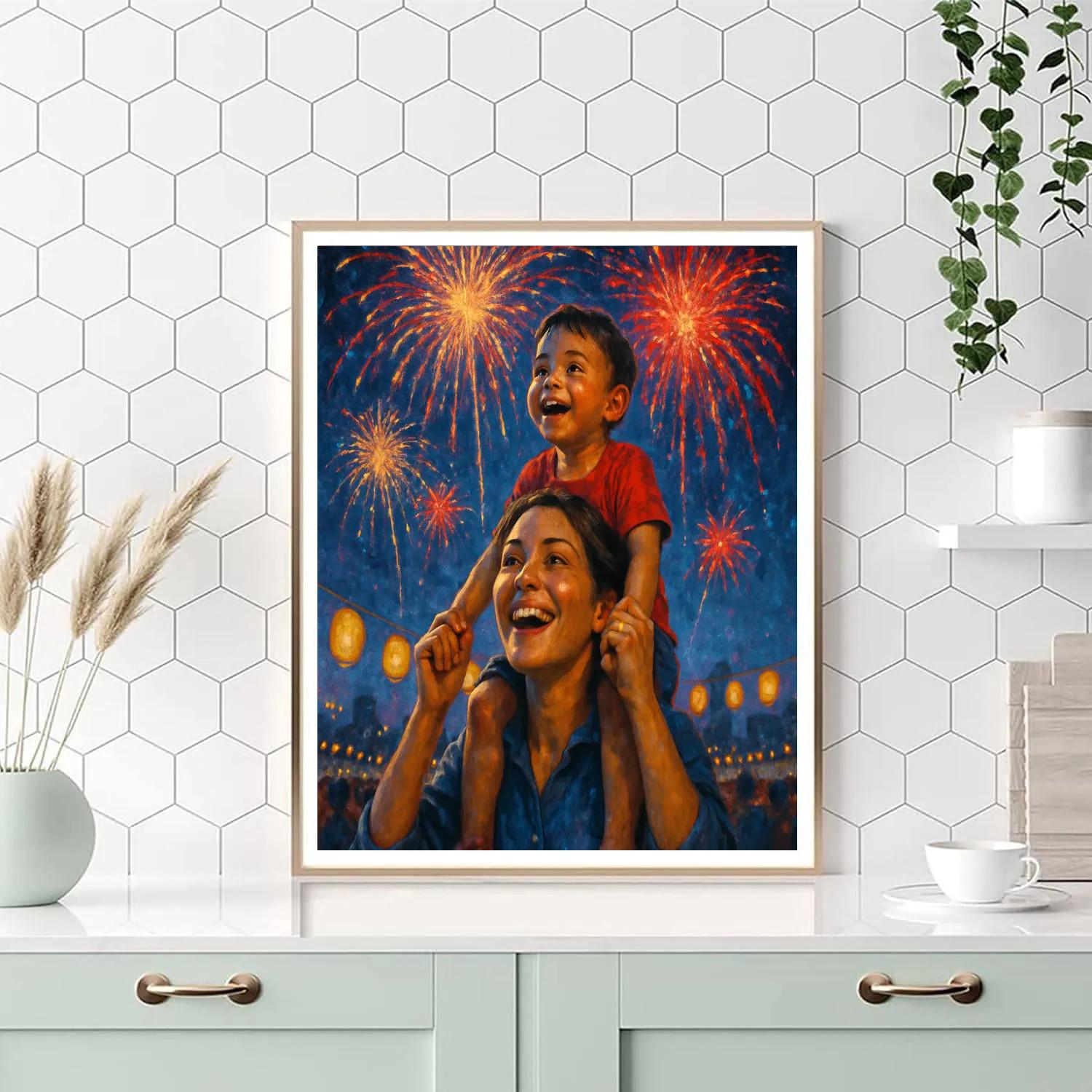 Festival Fireworks Embrace Paint by numbers art