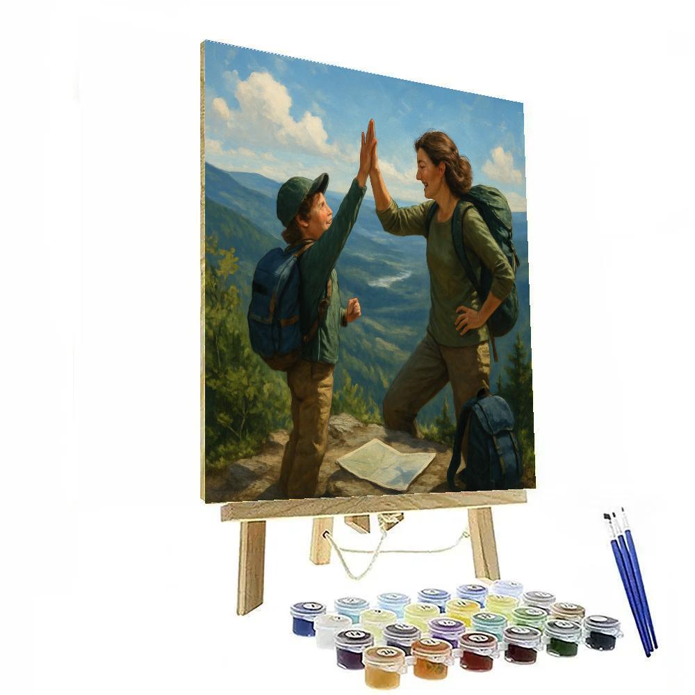 Hiking Summit High Five paint by numbers