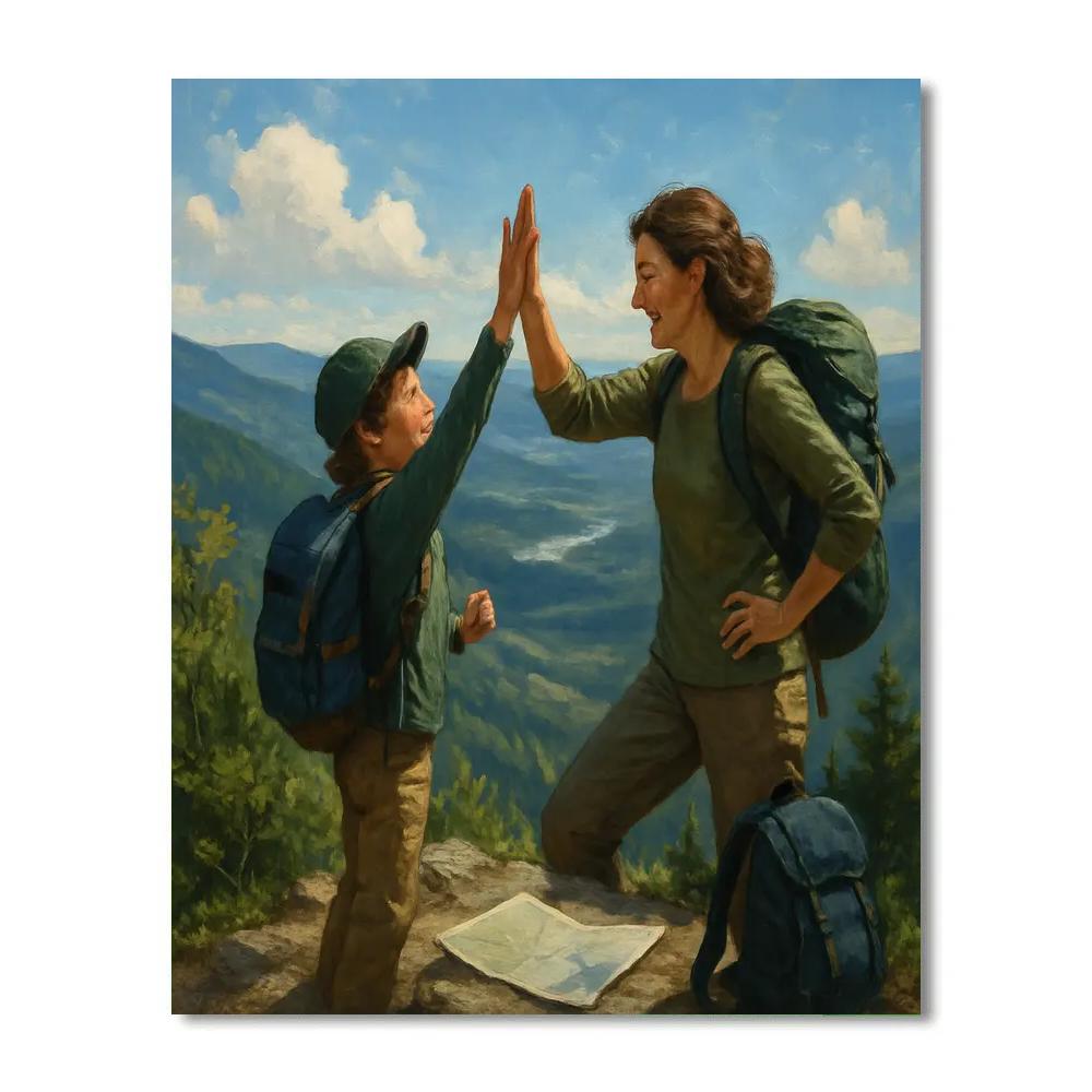 Hiking Summit High Five paint by numbers