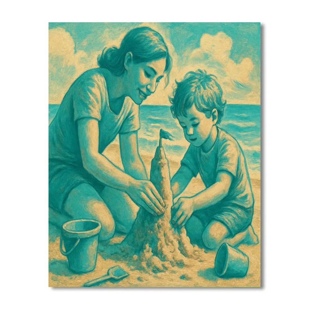 Beach Sandcastle Lessons painting number kit