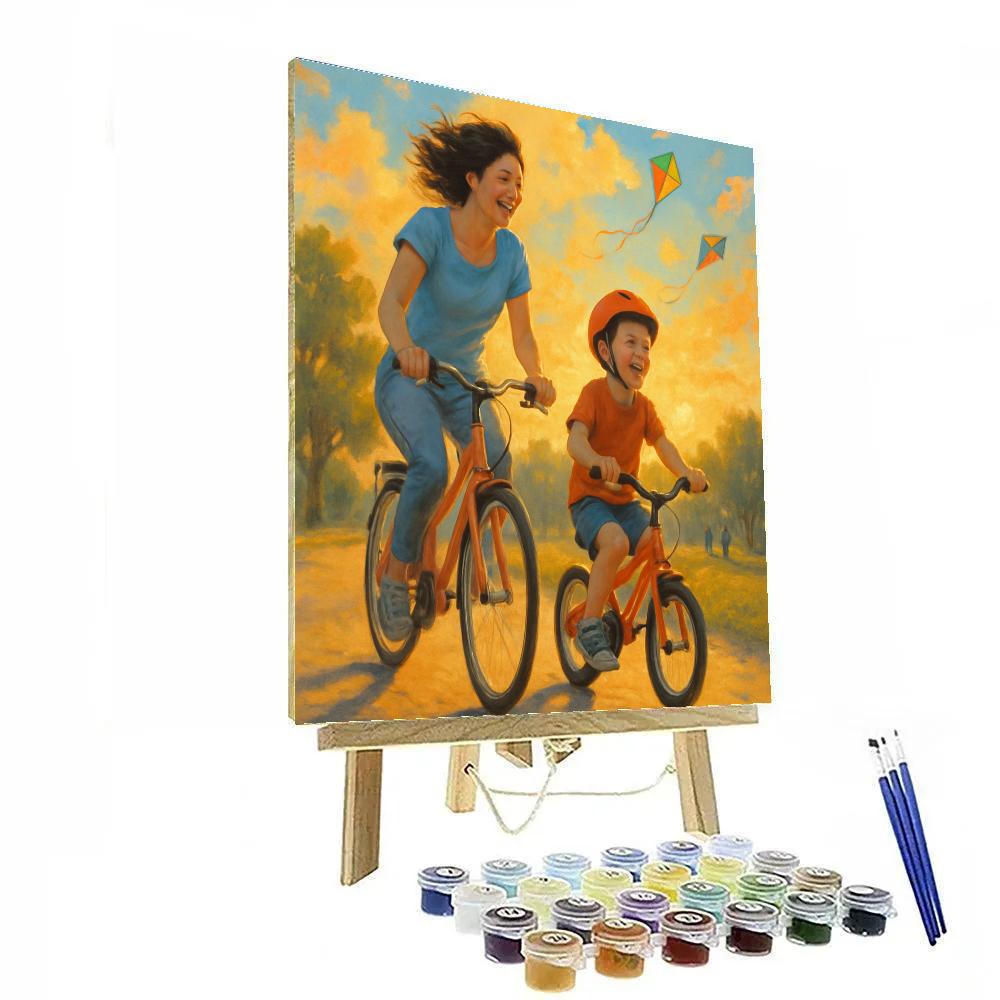 Sunset Bike Ride Together paint by color