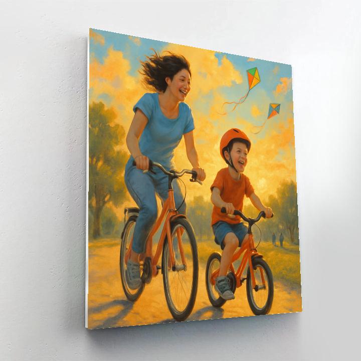 Sunset Bike Ride Together paint by color