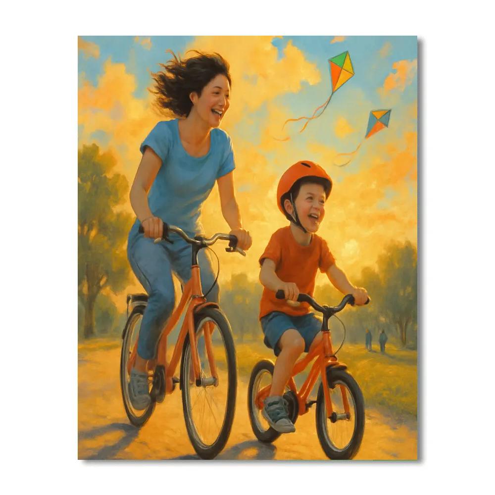 Sunset Bike Ride Together paint by color