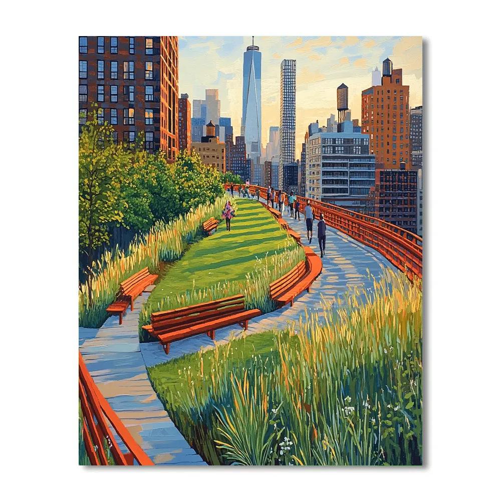 High Line Green Promenade New York United States painting number kit
