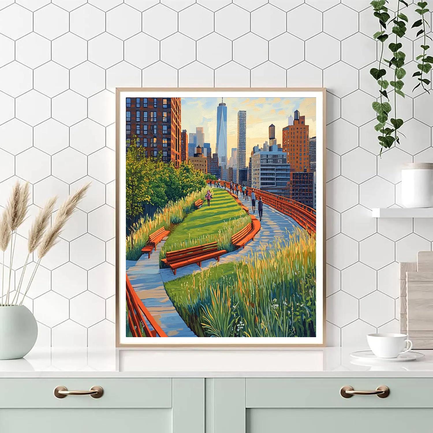 High Line Green Promenade New York United States painting number kit