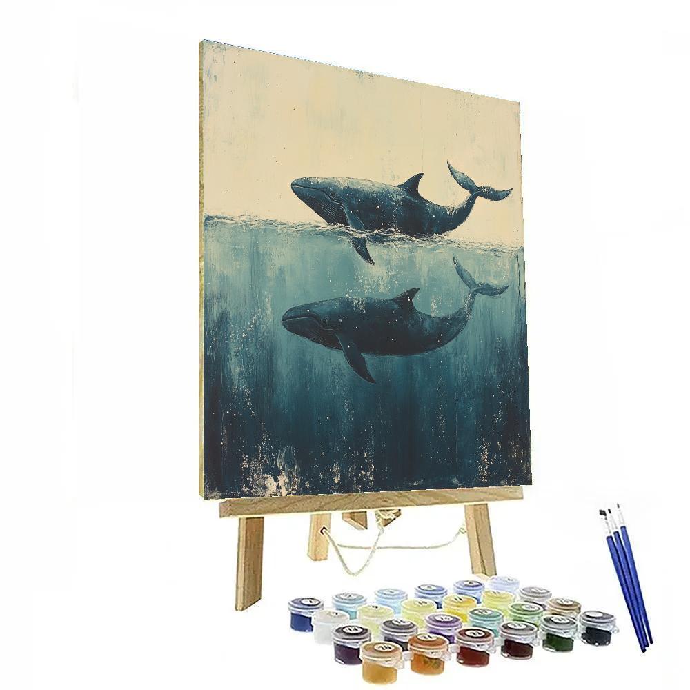 Leonardo Da Vinci Inspired Oceanic Whales paint by color