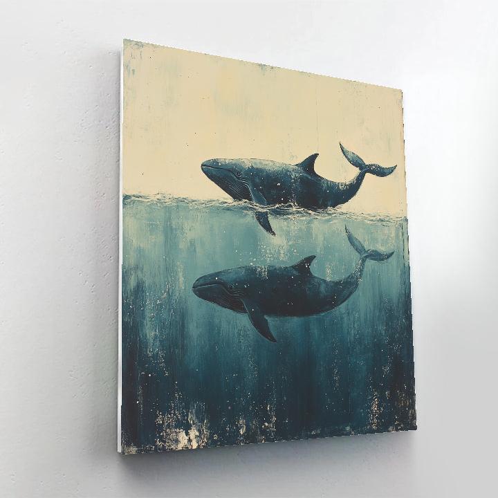 Leonardo Da Vinci Inspired Oceanic Whales paint by color