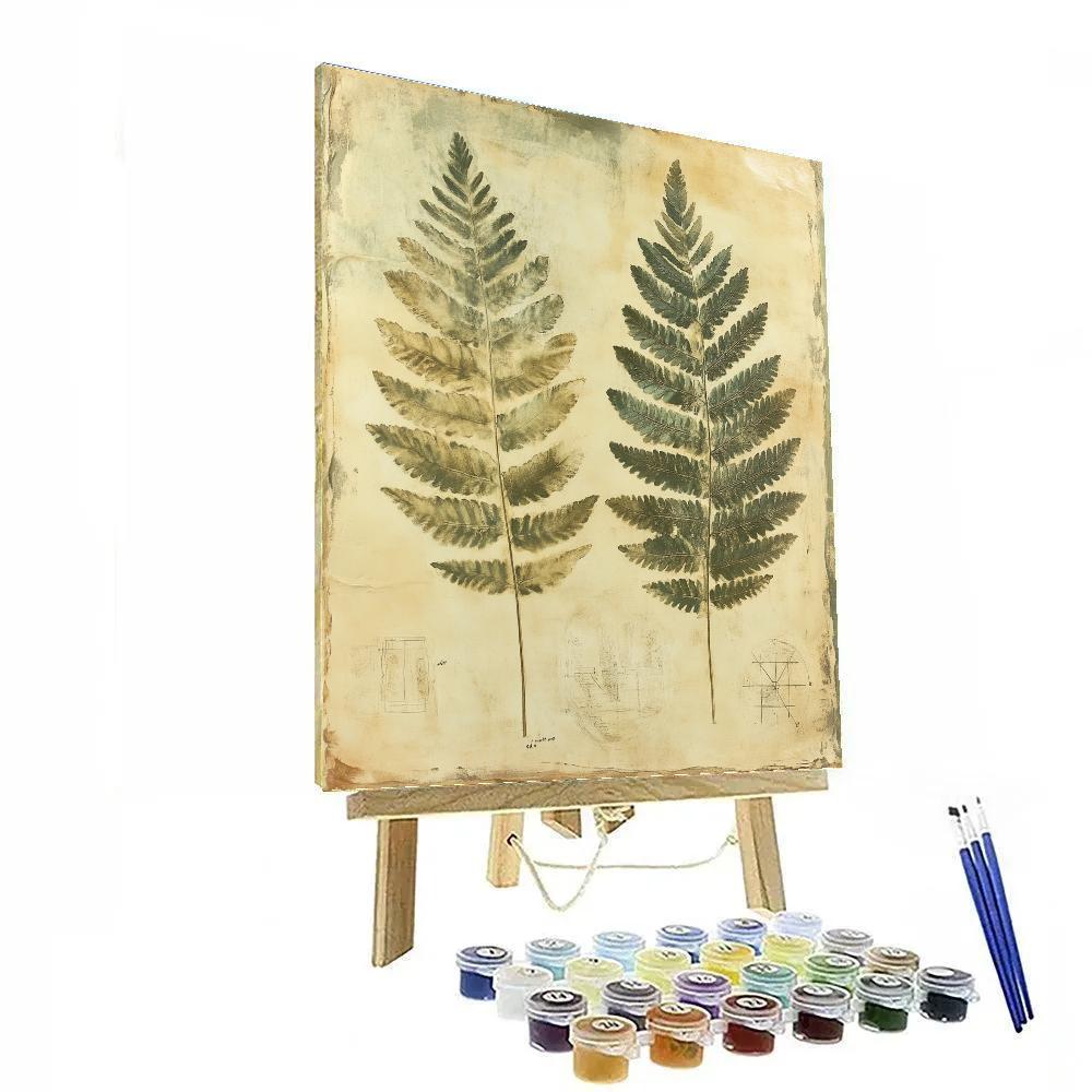 Leonardo Da Vinci Inspired Fossilized Ferns Number painting