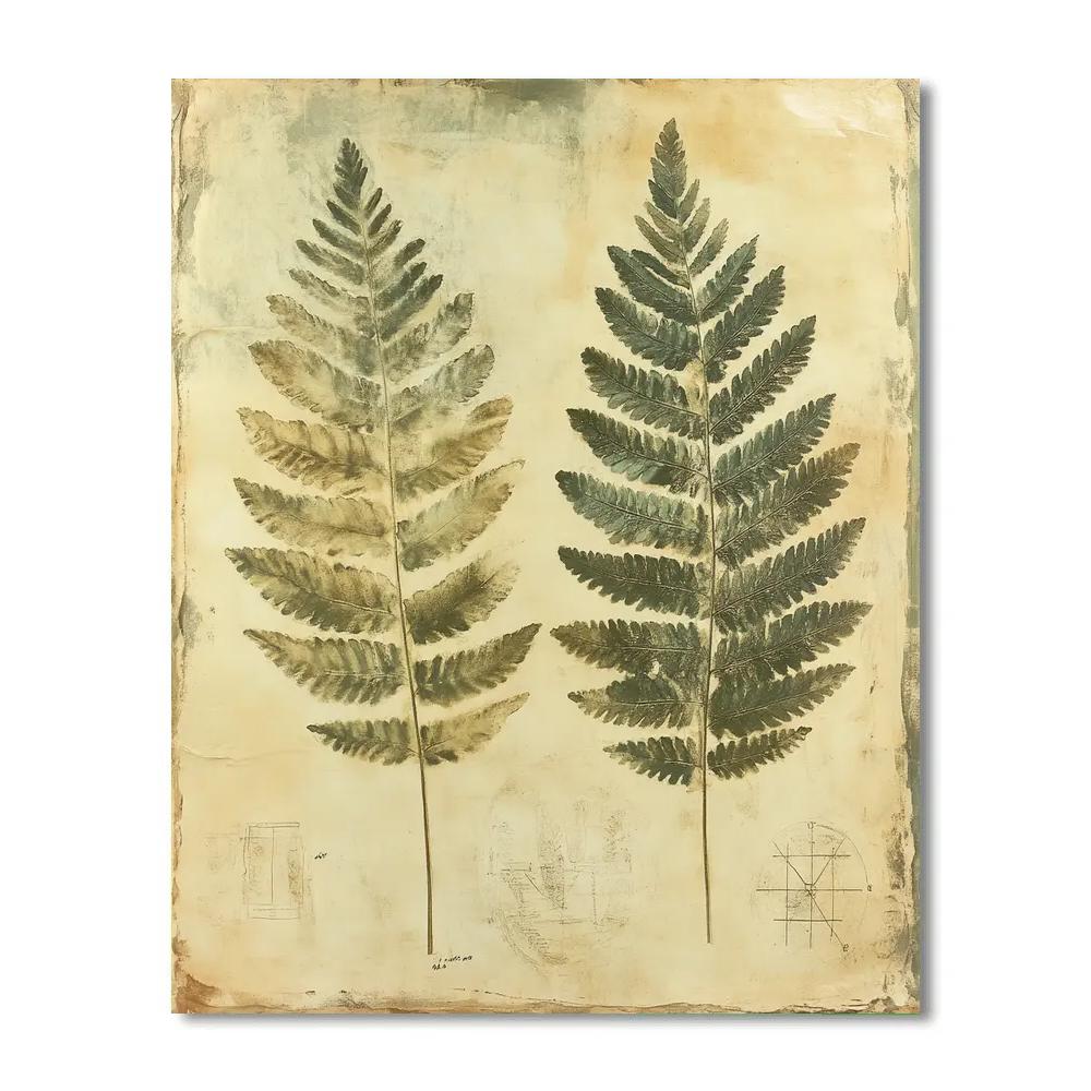 Leonardo Da Vinci Inspired Fossilized Ferns Number painting