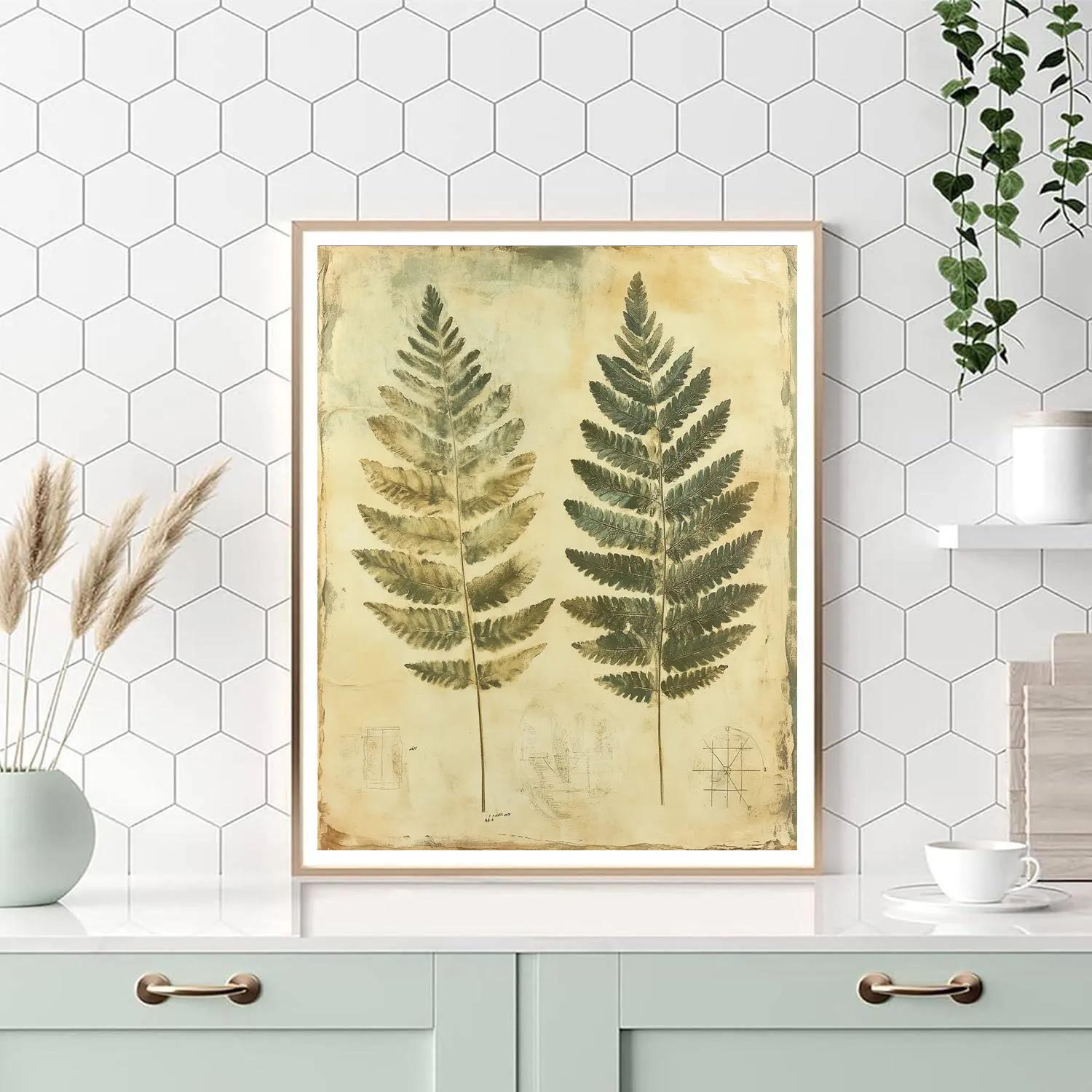 Leonardo Da Vinci Inspired Fossilized Ferns Number painting