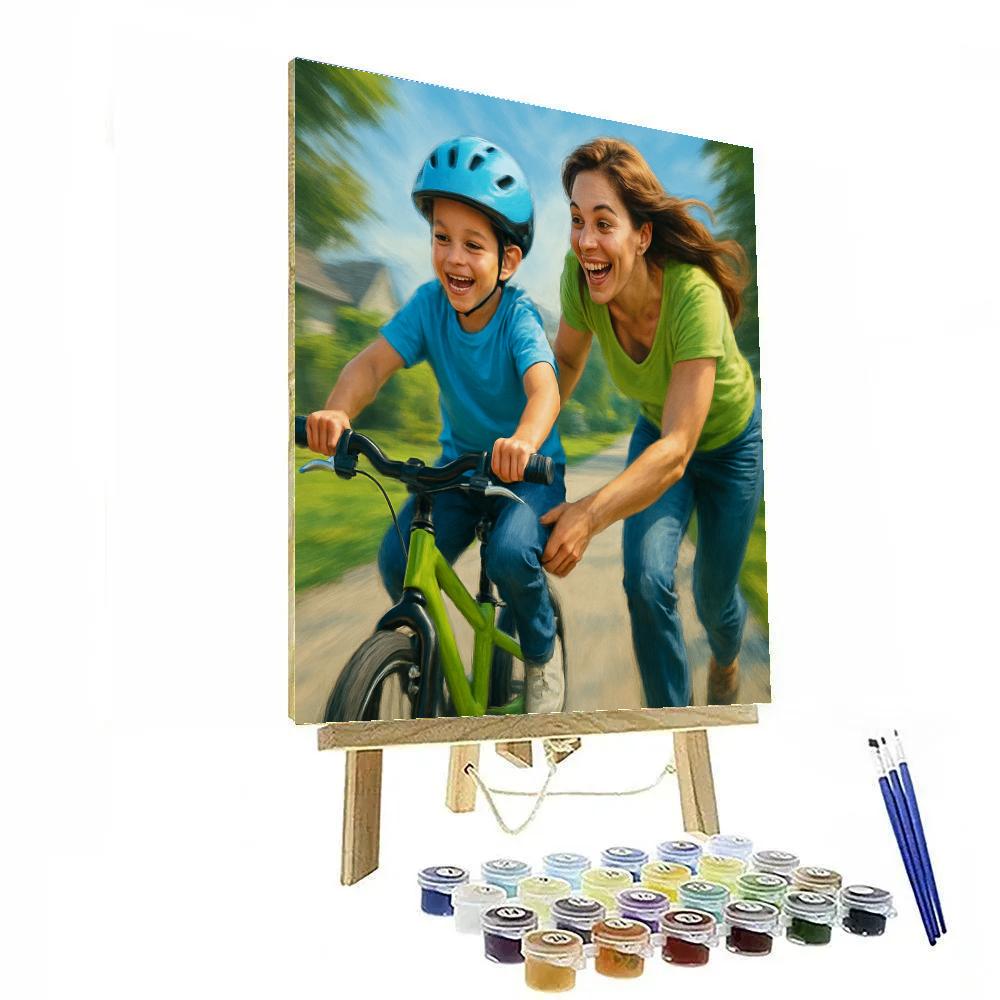 Bike Lesson Guiding Hand paint by numbers
