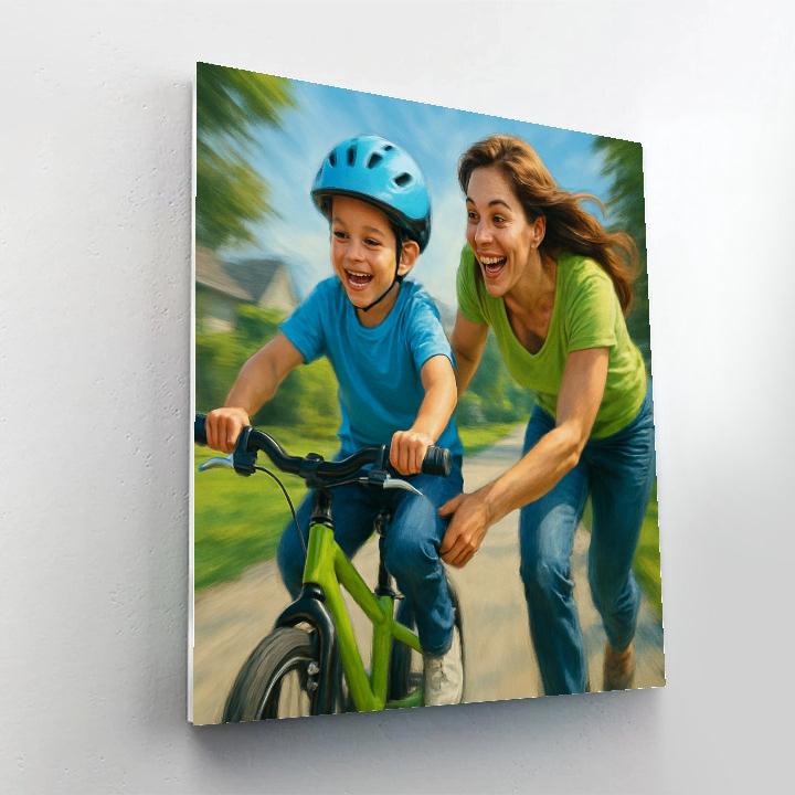 Bike Lesson Guiding Hand paint by numbers