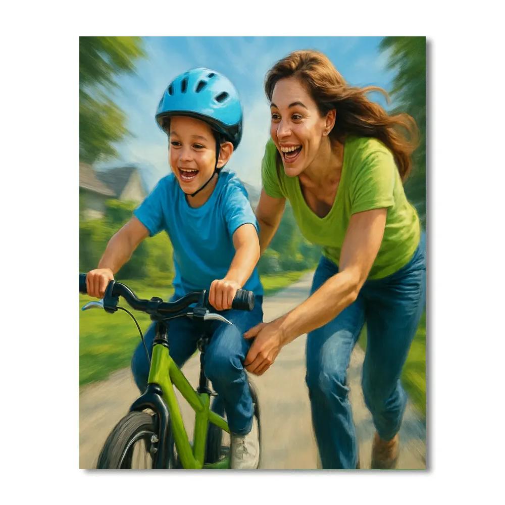 Bike Lesson Guiding Hand paint by numbers