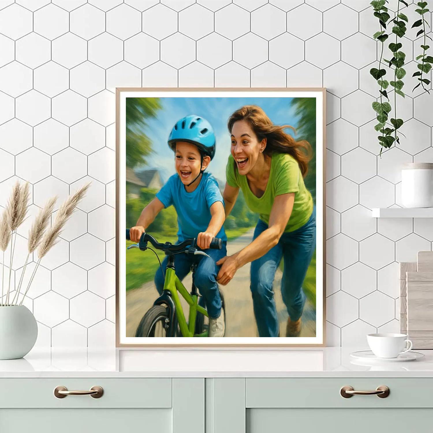 Bike Lesson Guiding Hand paint by numbers